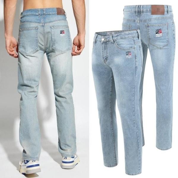 로** 컬러 아나그램자수 워싱 청바지