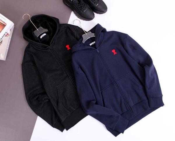 아* 기모안감 하트로고 후드 집업