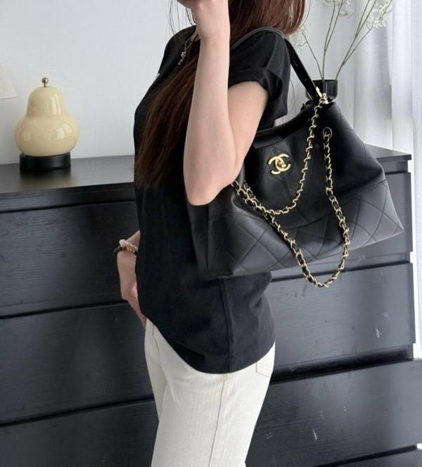 샤* 고급 25A 공방 스웨이드 투톤 쇼퍼 호보백 블랙