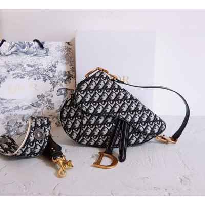 디* 고급 오블리크 클래식 다크 네이비 미듐 새들백